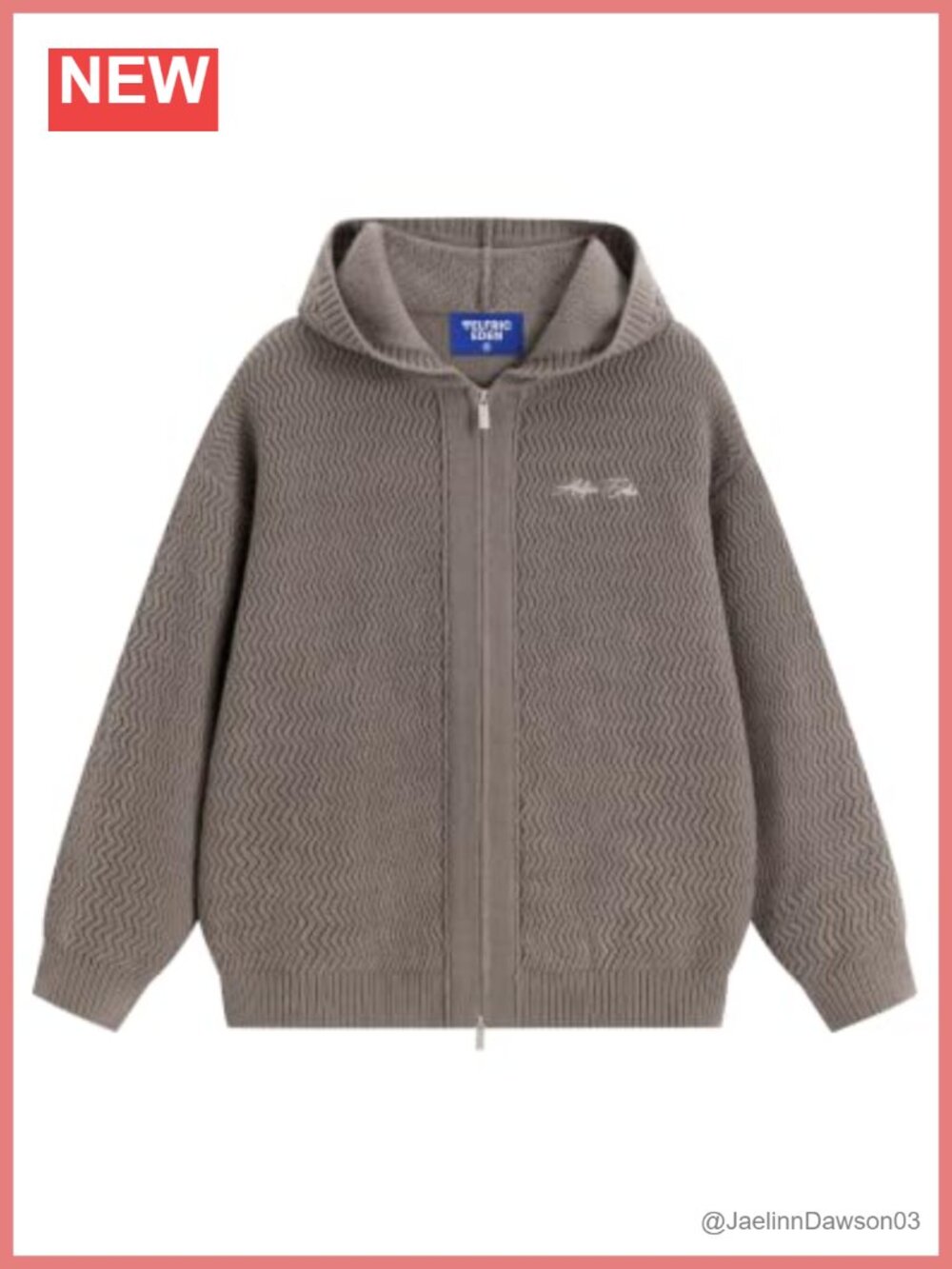 Zip Up Hooded Cardigan Chunky Knit Drop Shoulder Sweater